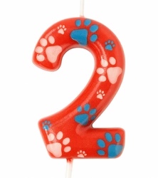 Christmas candle red with paws (Psi Patrol) - number"2"