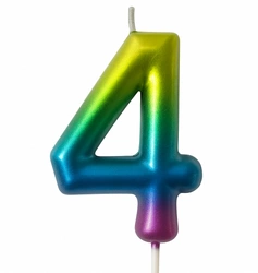 Rainbow Candle Number 4 - Colorful Celebration Magic