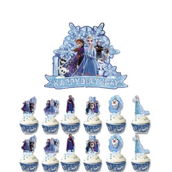 Birthday toppers with Ice Age theme, Elsa, Anna, Olaf (12+1)