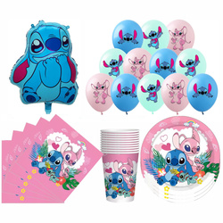 Zestaw Urodzinowy „Stitch & Angel” – Dekoracje, Balony, Talerzyki, Kubeczki, Serwetki (53 elementy)
