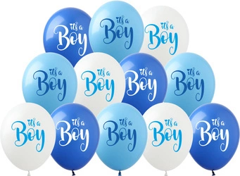 Balony gumowe z nadrukiem It's a Boy (12 szt.)