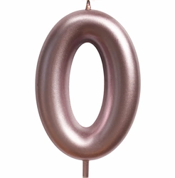 Birthday candle number "0" - rose gold