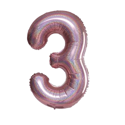 Foil Balloon Number "3 "RoseGold Brocade(100cm.)