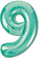 Fóliový balónek číslo "9" tyrkysový (100cm).)