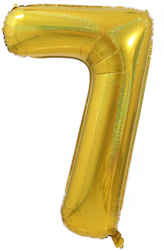 Fóliový balónek číslo "7" zlatý brokát( 100cm.)