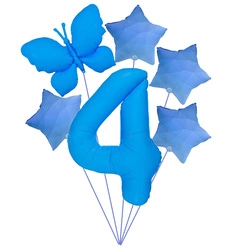 Set of balloons "Blue One with Butterfly" - ideal for 4. birthday