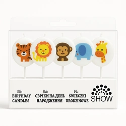 Birthday candles "Safari animals" - set of 5 pcs.