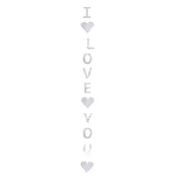 Stříbrná papírová girlanda I LOVE YOU (1 ks).)