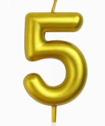 Świeczka Cyferka "5" – Złota