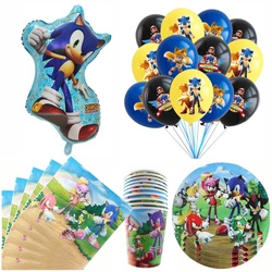 Zestaw Urodzinowy Sonic Balony, Talerzyki, Kubeczki, Serwetki