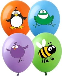 Printed rubber balloons Animals (12 pcs.)
