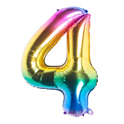Fóliový balónek s číslem "4" Rainbow (100 cm).)