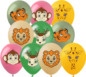 Rubber balloons with Safari Zoo animal motifs balloons (10 pcs.)