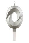 Świeczka urodzinowa srebrna w kształcie cyfry "0"
