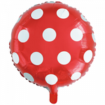 Balon Foliowy Czerwony Kropki 18" (45cm.)