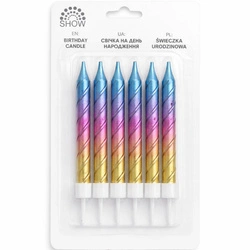 Spiral birthday candles 6 pcs gradient