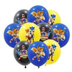 Balony gumowe z nadrukiem Sonic, (10 szt.)