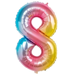 Balon Foliowy Cyferka "8" Tęczowa (100cm.)