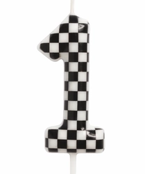 Birthday candle number "1" - checkerboard pattern, race.