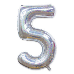 Фольгована повітряна кулька номер "5" Silver Holo (100см).)