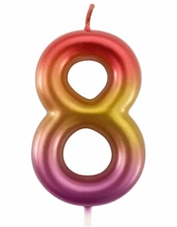 Birthday candle in the shape of the number 8 - pink and gold elegant
