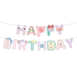 HAPPY BIRTHDAY pastel paper garland with animal motif