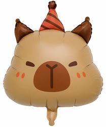 Balon foliowy w kształcie zwierzątka z czapką urodzinową 40x60 cm