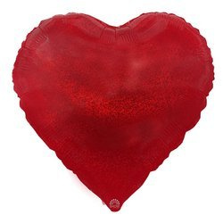 Foliové srdce s červenými třpytkami 18" (45 cm).)