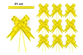 Decorative yellow bow with gold edge - 21 cm (set of 10 pcs).)