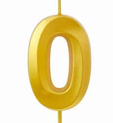 Gold birthday candle in the shape of a number ""
