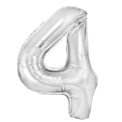 Balon Foliowy Cyferka "4" Srebrna (100cm.)