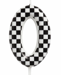 Birthday candle number "0" - checkerboard pattern, race.