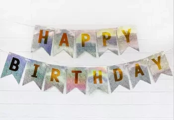 Papírová girlanda Happy Birthday Silver (1 ks).)
