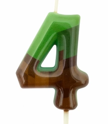 Minecraft green and brown pixel candle "4"