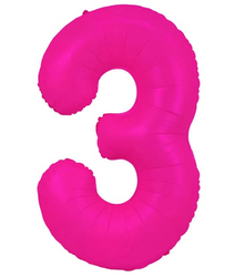 Fóliový balónek číslo "3" růžový neonový (100 cm).)