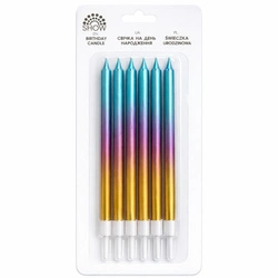 Colorful metallic SHOW birthday candles - set of 6 pieces