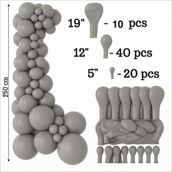 Set of Decorative Balloons Color Gray 70 pieces