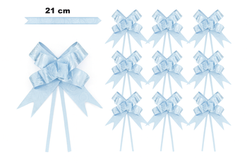 Kokarda dekoracyjna błękitna z tłoczonym wzorem – 21 cm (zestaw 10 szt.)