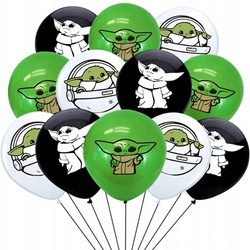 Balony gumowe z nadrukiem Star Wars Yoda (9 szt.)