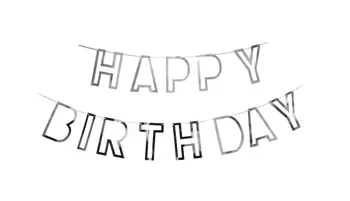 Papírová girlanda Happy Birthday Silver (1 ks).)