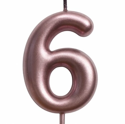 Świeczka urodzinowa cyfra "6" – różowe złoto