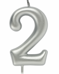Svíčka číslo "2" - stříbrná