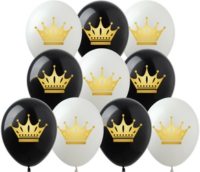 Gold Crown printed rubber balloons (10 pcs.)