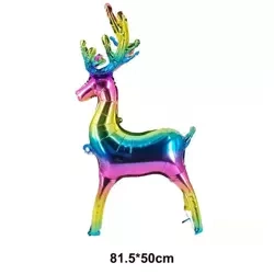 Rainbow Reindeer Standing Foil Balloon (81x50cm)