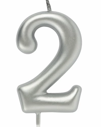 Candle Numeral "2" - Silver