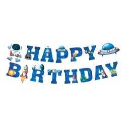 Paper Garland HAPPY BIRTHDAY Cosmos Astronaut Rocket
