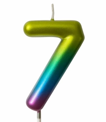 Świeczka Tęczowa Numer 7 – Kolorowa Magia Świętowania
