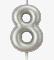 Silver birthday candle number "8" - elegance for any occasion