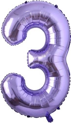 Foil Balloon Number "3" Purple (100cm.)