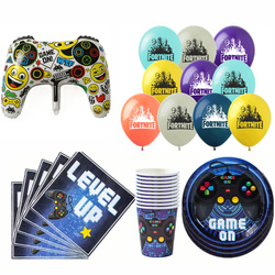 Zestaw Urodzinowy „Game On / Fortnite” – Balony, Talerzyki, Kubeczki, Serwetki (51 elementów)